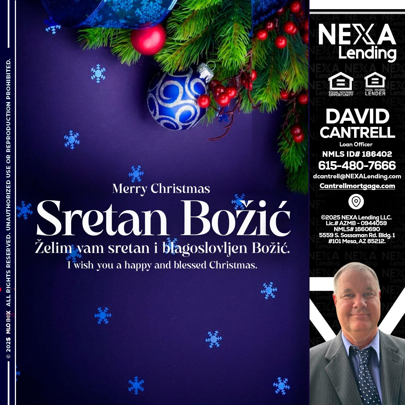 Sretan Božić - David Cantrell -Loan Officer