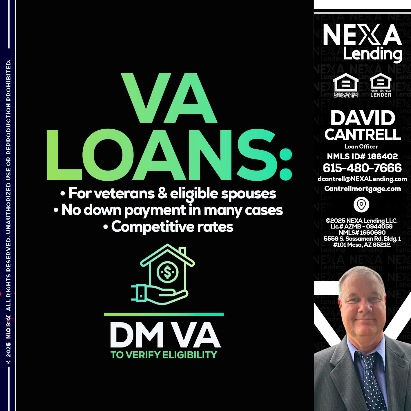 VA LOANS - David Cantrell -Loan Officer