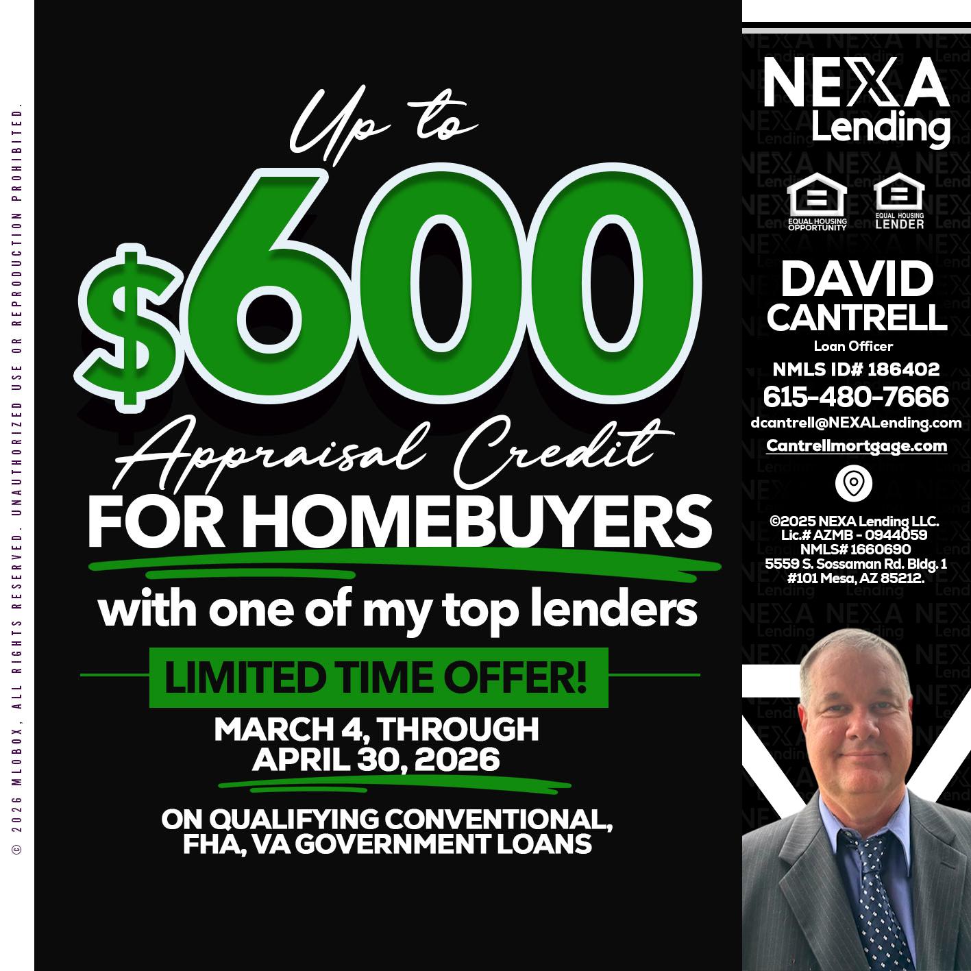UP TO 600 - David Cantrell -Loan Officer
