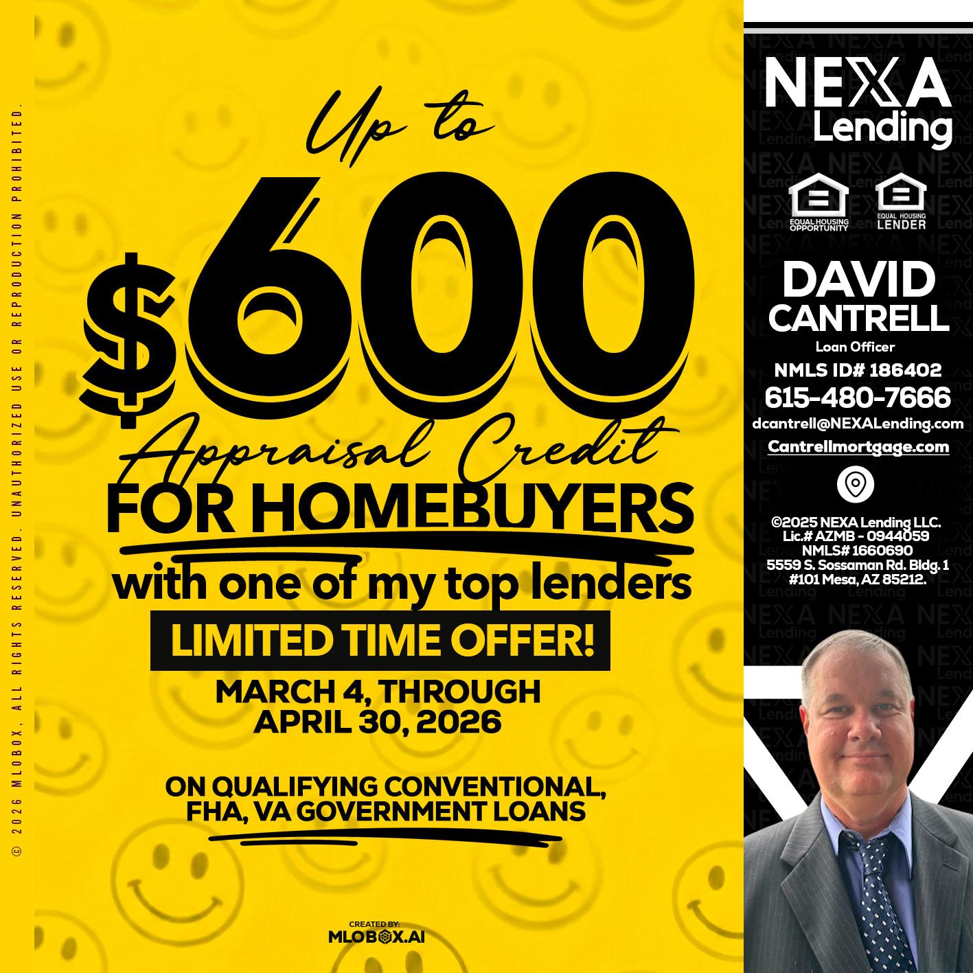UP TO 600 - David Cantrell -Loan Officer