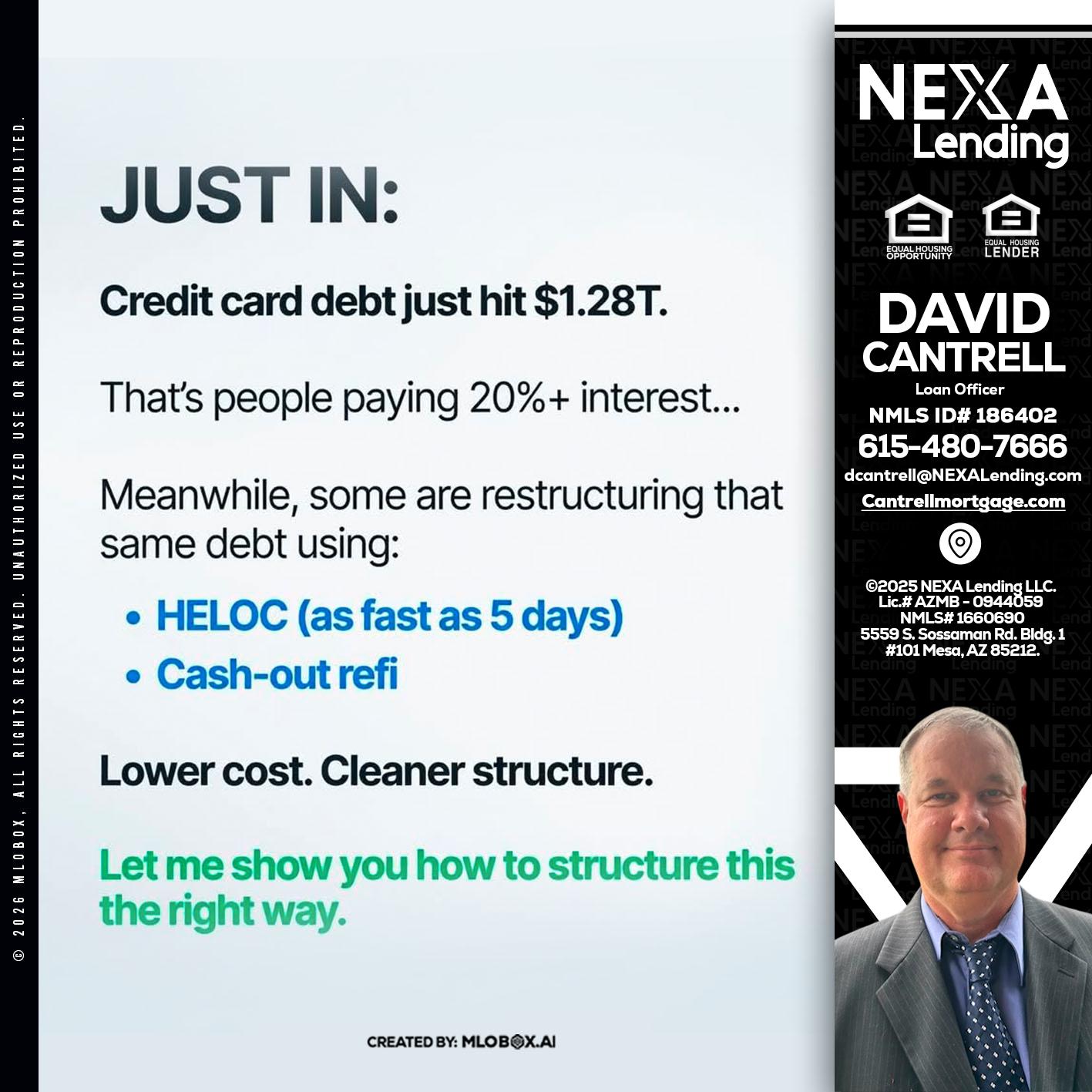 JUST IN - David Cantrell -Loan Officer