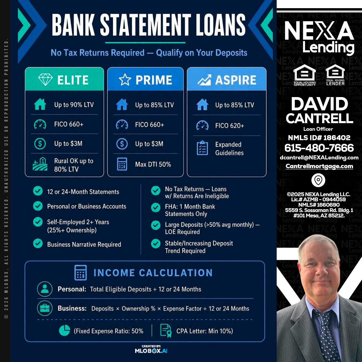 BANK STATEMENT - David Cantrell -Loan Officer