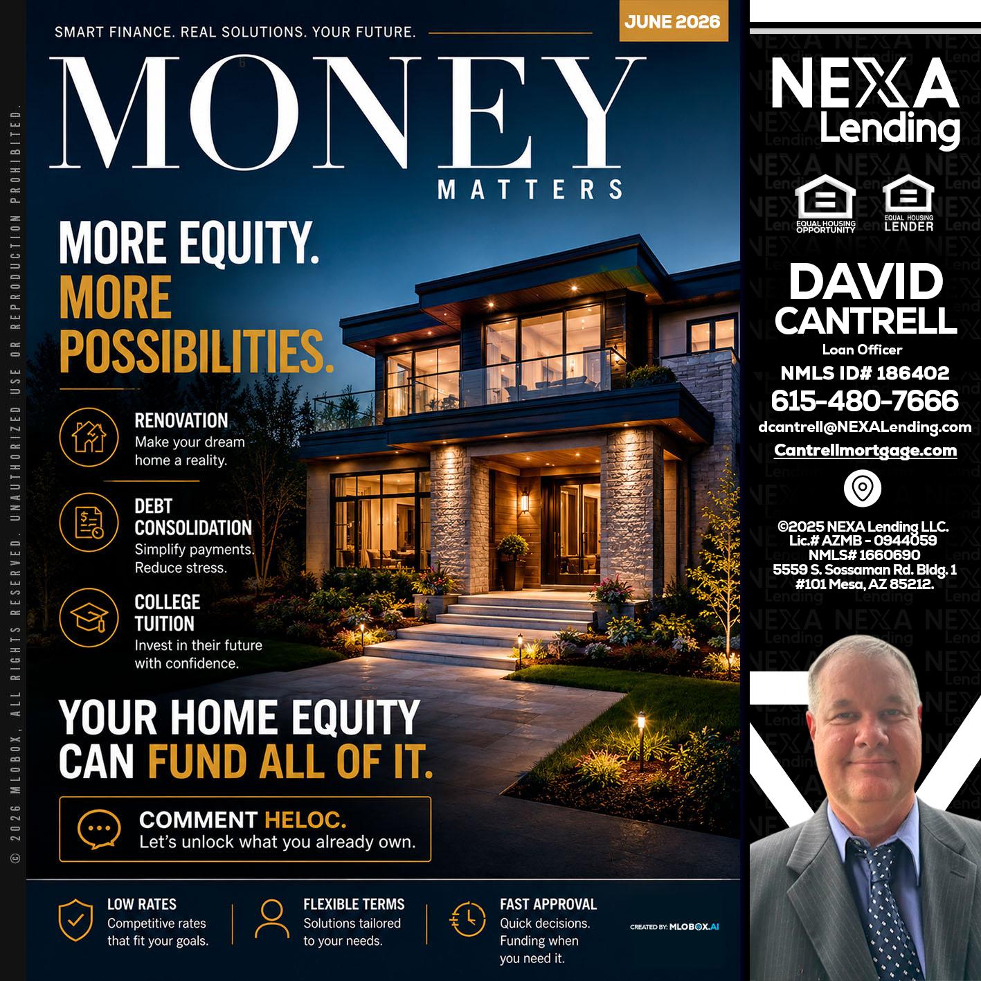 MONEY MATTERS - David Cantrell -Loan Officer