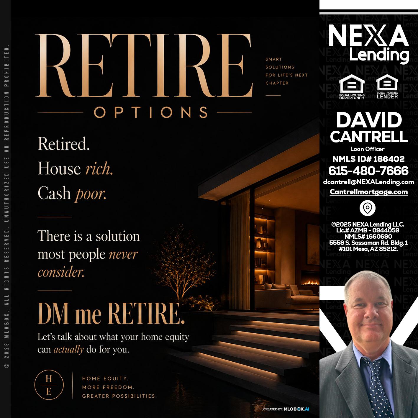 RETIRE LOANS - David Cantrell -Loan Officer