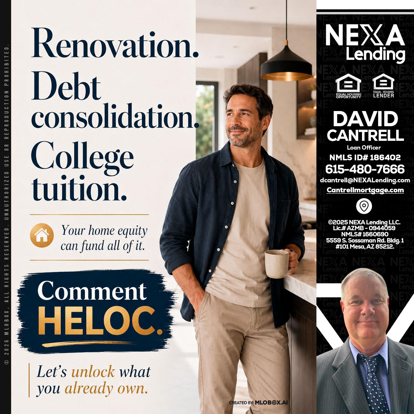 RENOVATION DEBT - David Cantrell -Loan Officer