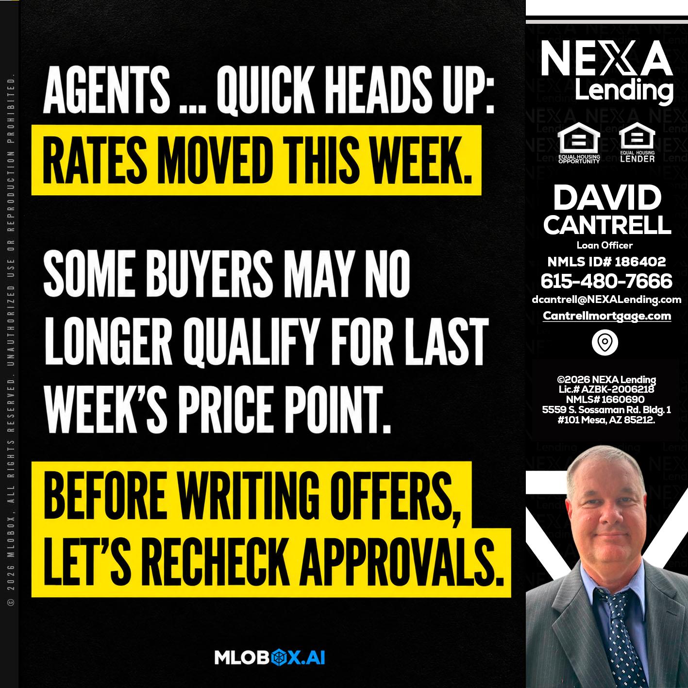 AGENTS QUICK - David Cantrell -Loan Officer