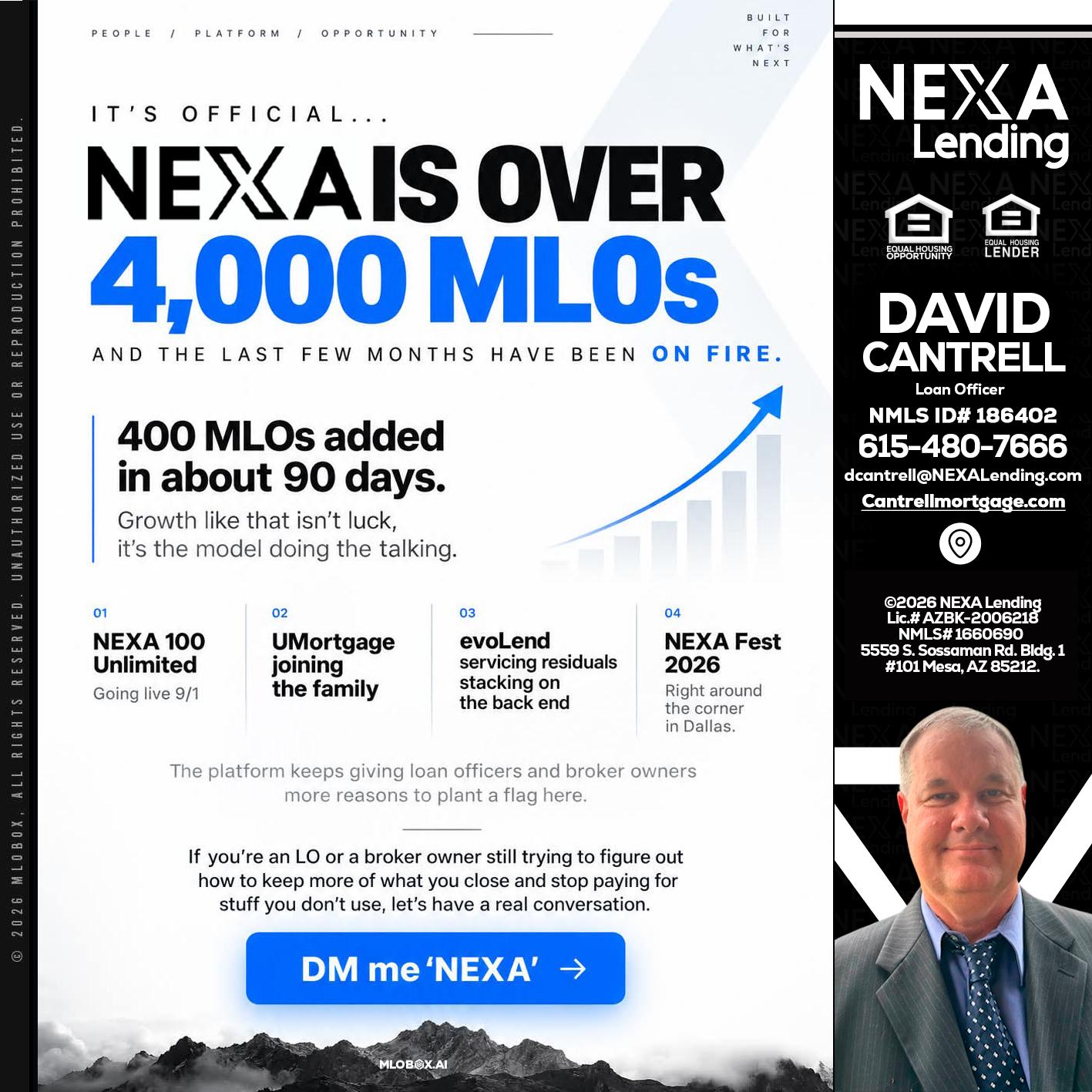 NEXA IS OVER 4000 MLOs - David Cantrell -Loan Officer